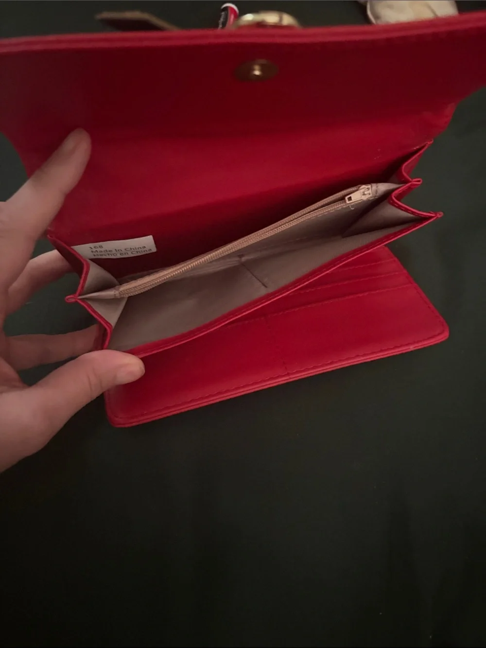 Red Women's Wallet Clutch with Gold Ring Accent